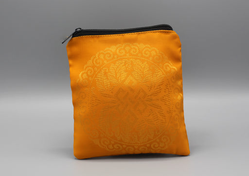 Endless Knot Brocade Orange Mala Bag - nepacrafts