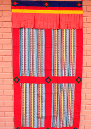 Multicolor Bhutanese Fabric Cotton Door Curtain with Velvet Border - nepacrafts