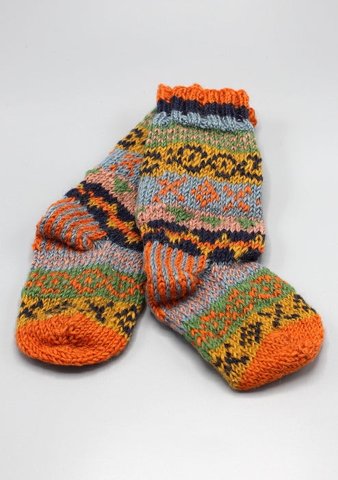 Orange Pure and Soft Wool Winter Children Woolen Socks