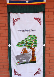 The Four Harmonious Animals Embroidered Cotton Door Curtain/Wall Hanging - nepacrafts