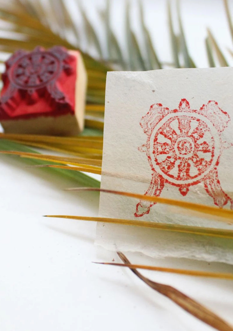 Tibetan Dharmachakra Wooden Stamp