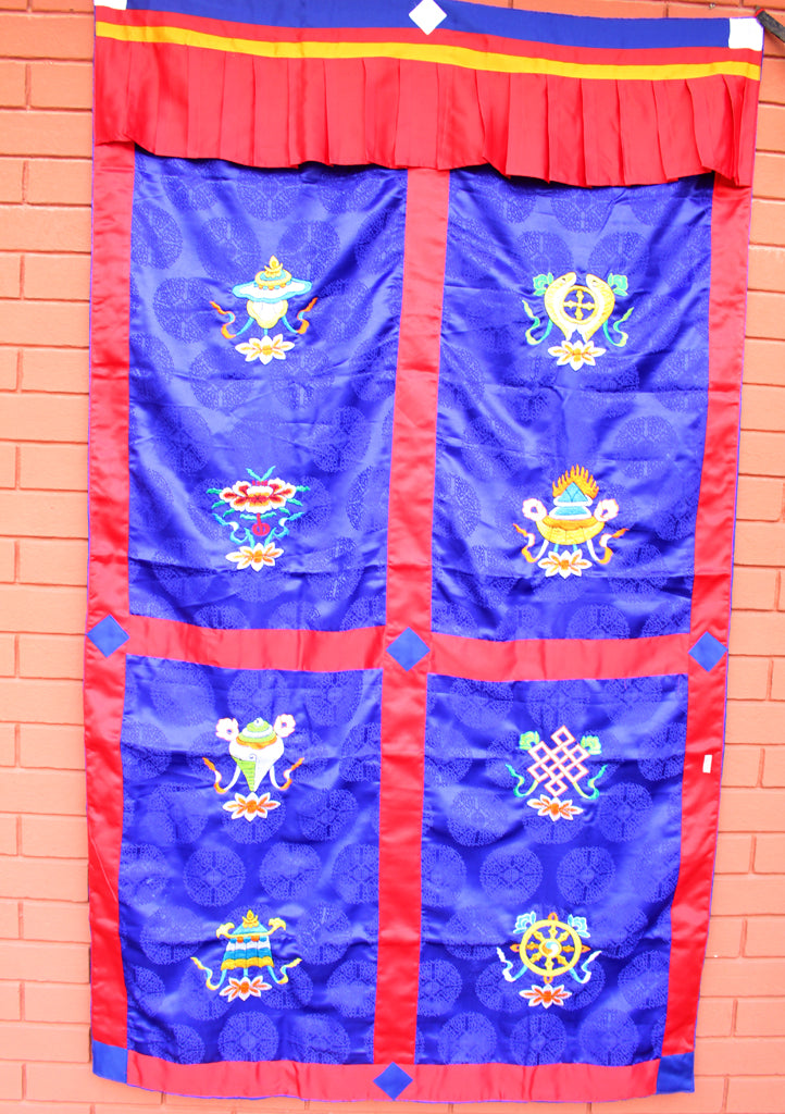 Tibetan Eight Auspicious Silk Door Curtain
