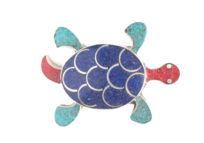 Inlaid White Metal Turtle Pendant - nepacrafts