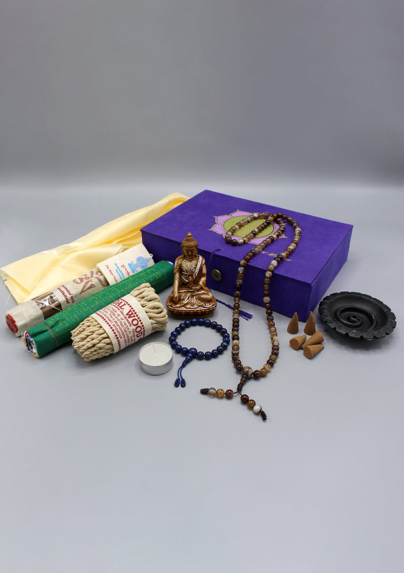Incense, Statue, Prayer Flags Buddha Travel Altar Box