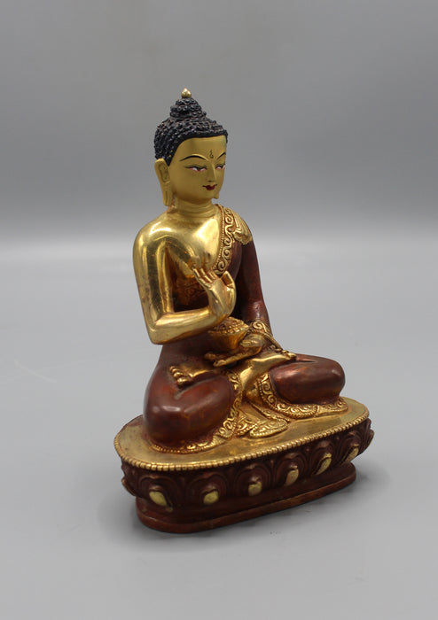 Gold Plated Copper Amoghasiddhi Buddha Statue 5.5" H