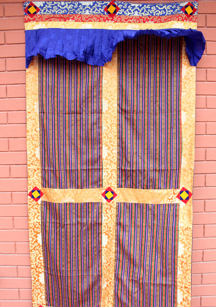 Silk Border Bhutanese Fabric Door/ Wall Hanging Curtain - nepacrafts