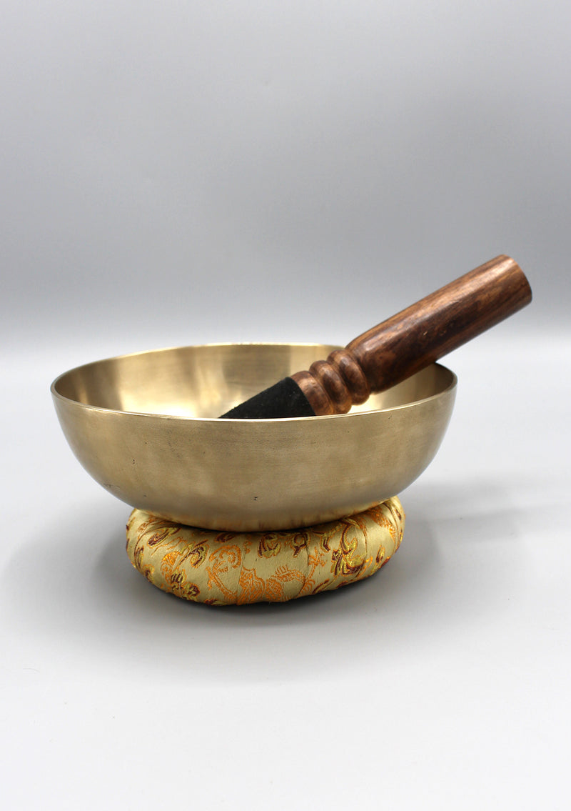 Flat Healing Therapy Bowls with Mallet and Pillow-Plays E Note-Solar Plexus Chakra