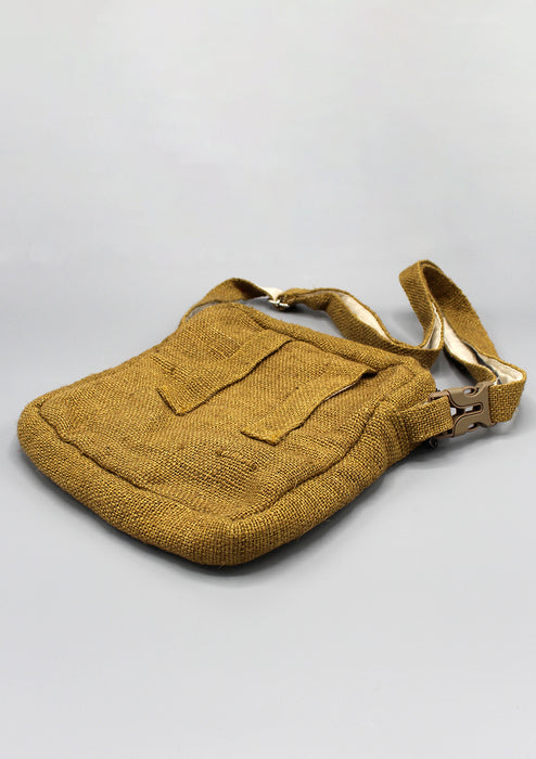 Mustard Color Hemp Cross Body Passport Bag - nepacrafts