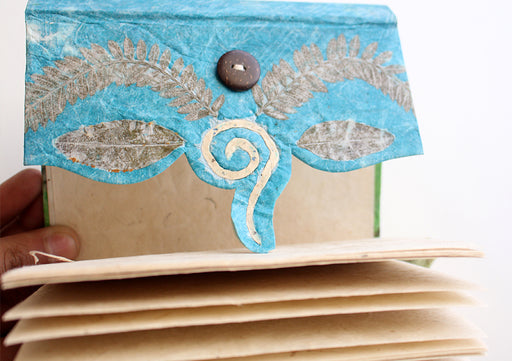 Knot Design Leaves Printed Blue Color Lokta Paper Journal Book - nepacrafts