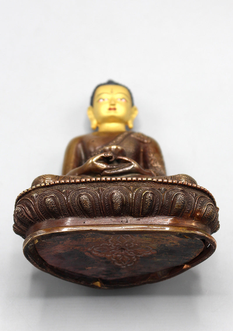 Amitabha Buddha Copper Oxidized Statue with Golden Face