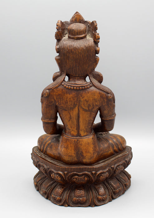 Tibetan Buddhist Aparamita Wooden Carving Statue - nepacrafts