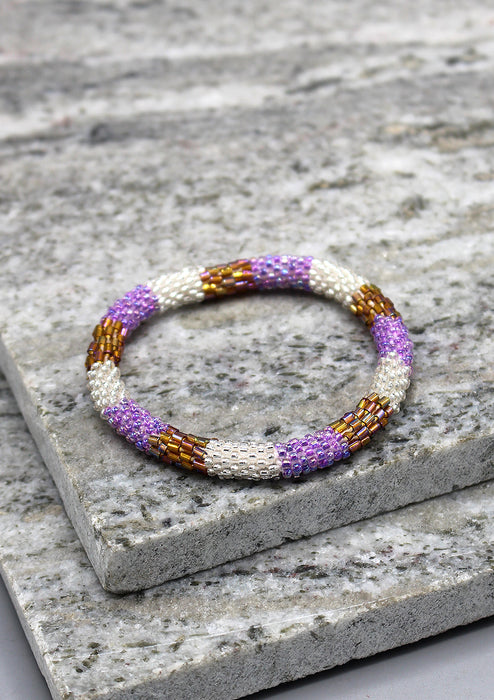 Multi Colors Strips Glass Beads Bracelet