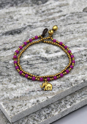 Elephant Charm and Colorful Beads Women's Anklet - nepacrafts
