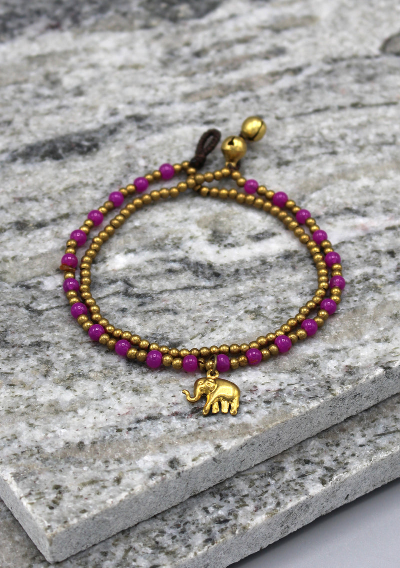 Elephant Charm and Colorful Beads Women's Anklet - nepacrafts