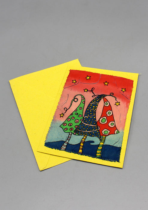 Fair Trade Batik Christmas Hats Greetings Card