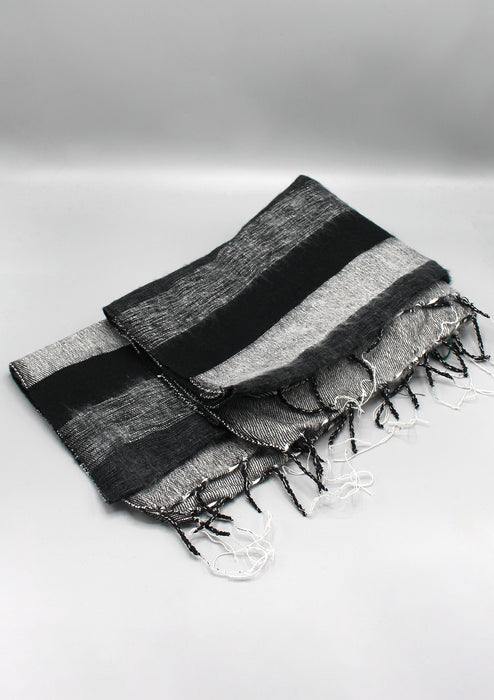 Black and Grey Stripe Yak Wool Wrap