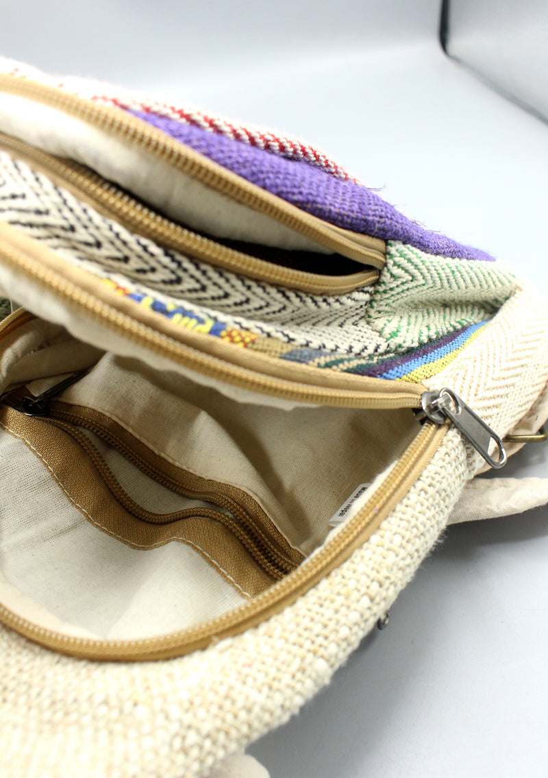 Hemp and Gheri Cotton Mix Natural Cross Travel Bag