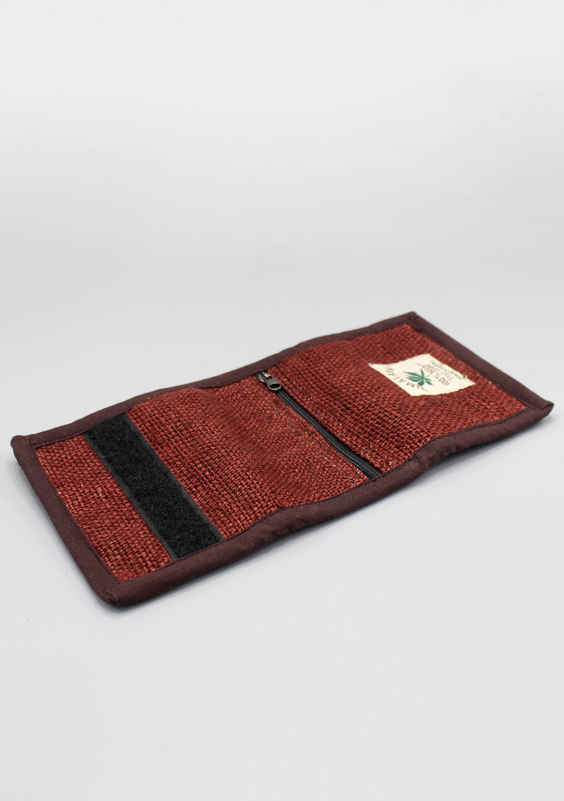 Ecofriendly Soft Hemp Chocolate Brown Color Tri Fold Wallet - nepacrafts