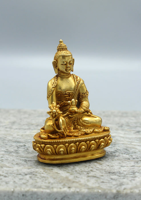 Gold Plated Tibetan Healing Medicine Statue 3.5"