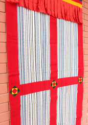 Bhutanese Woven Fabric with Velvet Border Tibetan Door Curtain Cover - nepacrafts