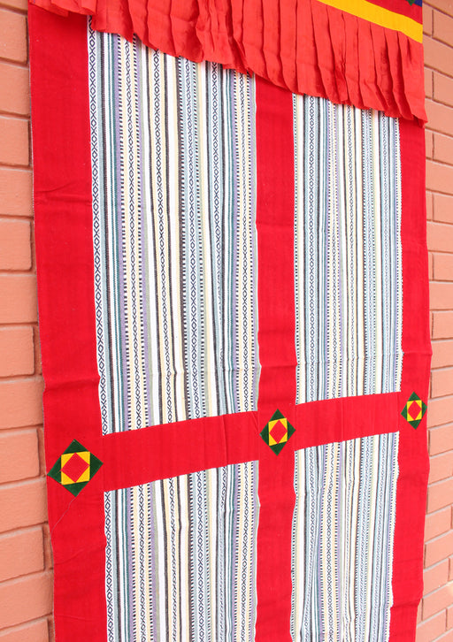 Bhutanese Woven Fabric with Velvet Border Tibetan Door Curtain Cover - nepacrafts