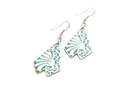 Triangle Shaped Inlaid White Metal Dangle Earrings - nepacrafts
