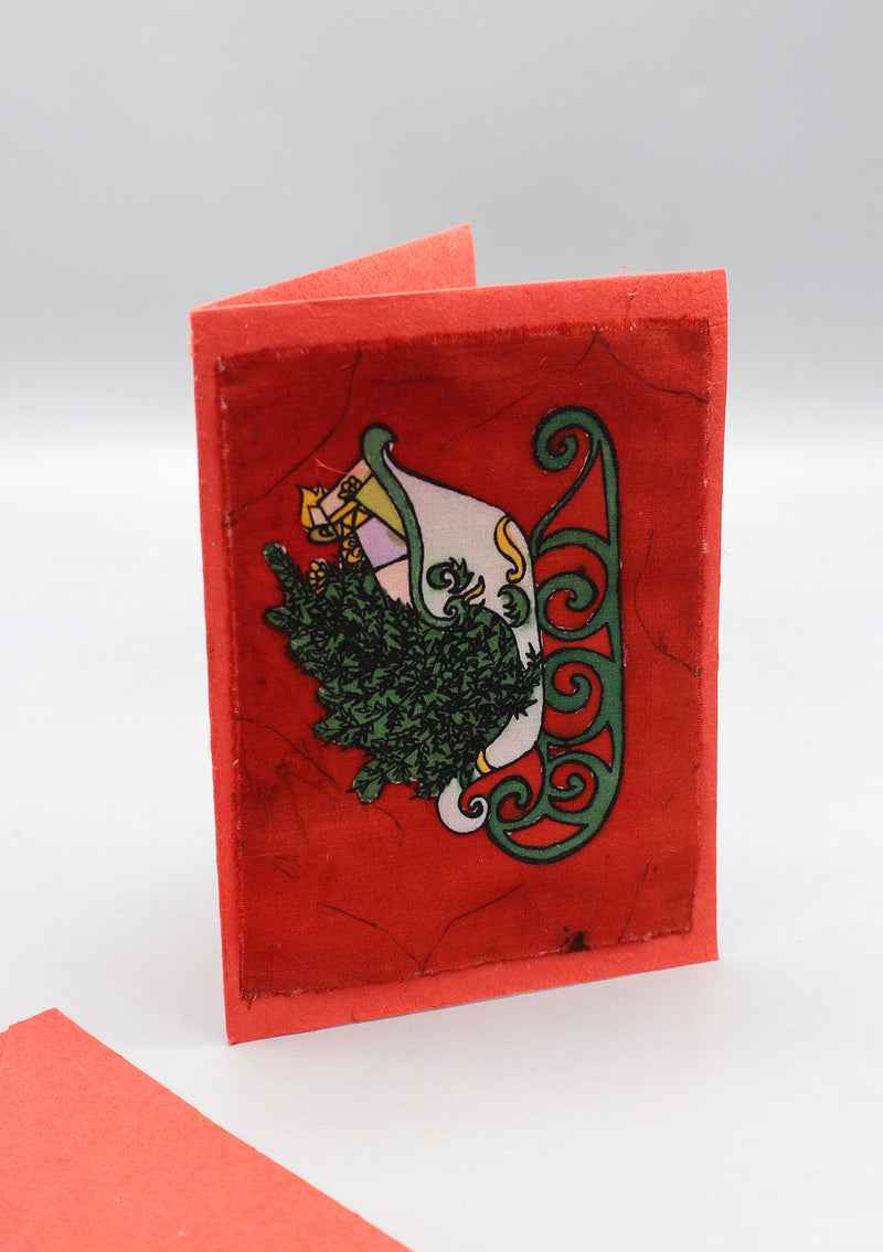 Fair Trade Batik Santa Claus Sleigh Greetings Card