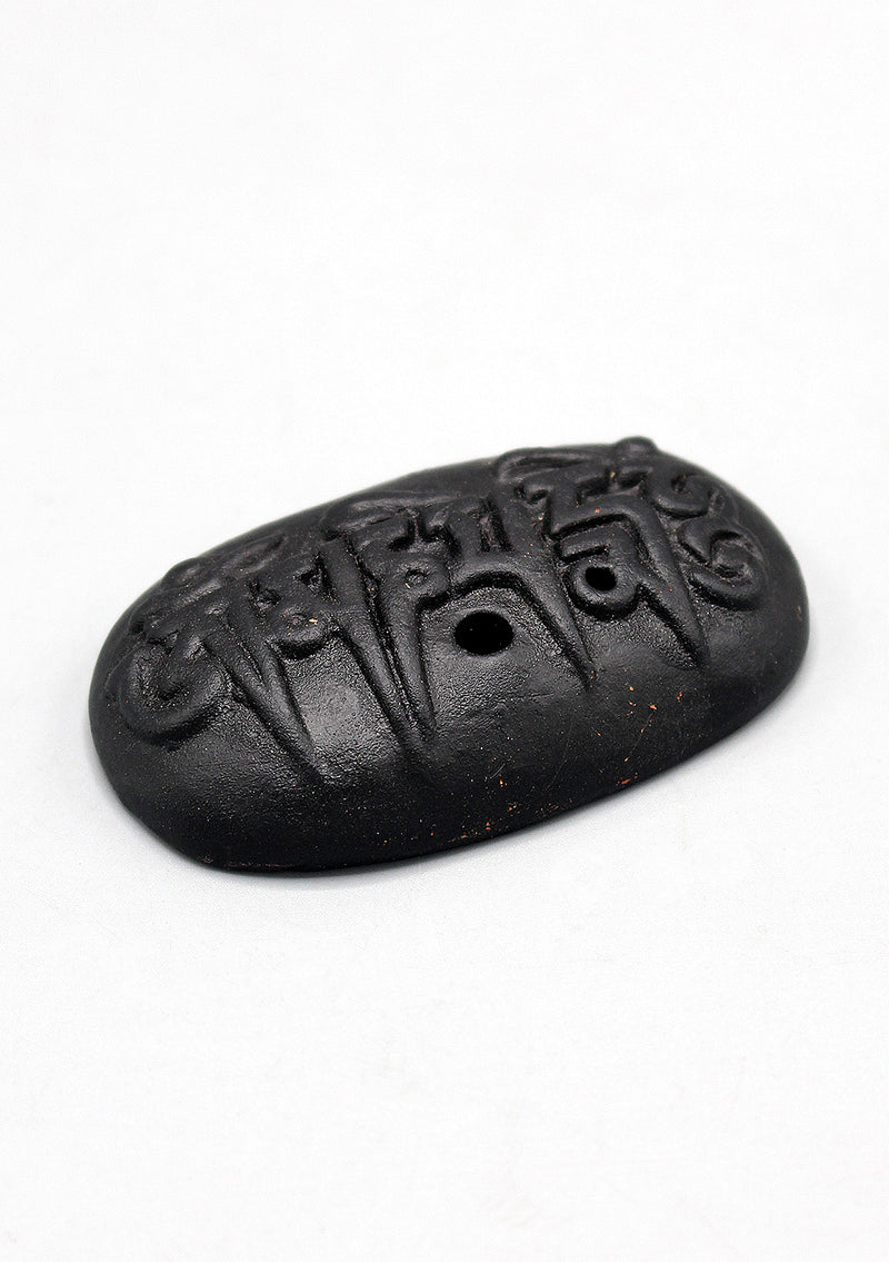 Tibetan Om Mani Padme Hum Black Clay Incense Burner