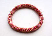 Dark Peach Gold Beads Crocheted Roll On Bracelet RB036A - nepacrafts