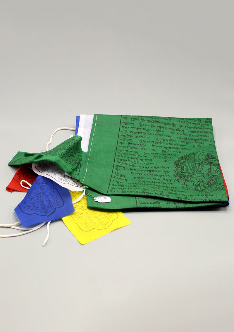 Tibetan Deities Traditional Five Colored Vertical Prayer Flags - nepacrafts