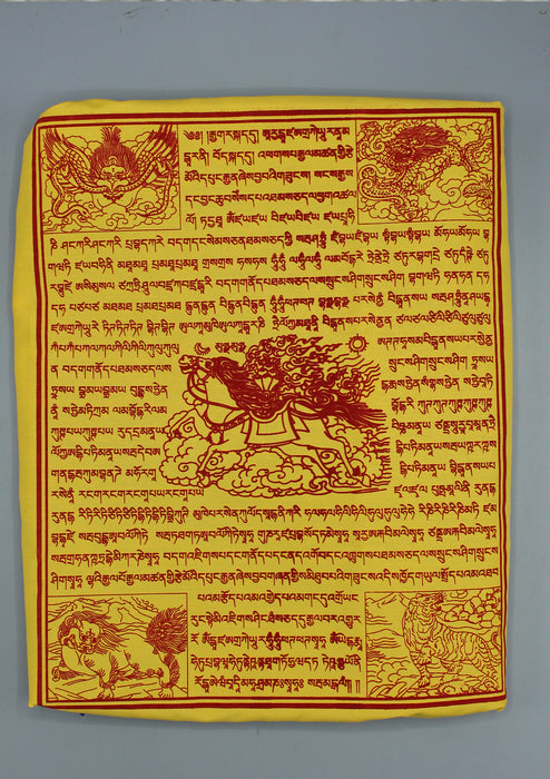 Cotton  Vertical Mixed Deities Tibetan Prayer Flags Color Print