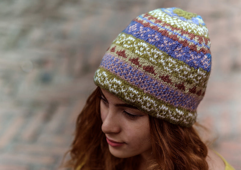 Olive Green Pure Woolen Sherpa Beanie Cap - nepacrafts