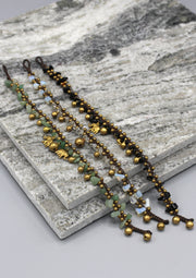 Colorful Stone Chip Women's Brass Bell Anklet - nepacrafts