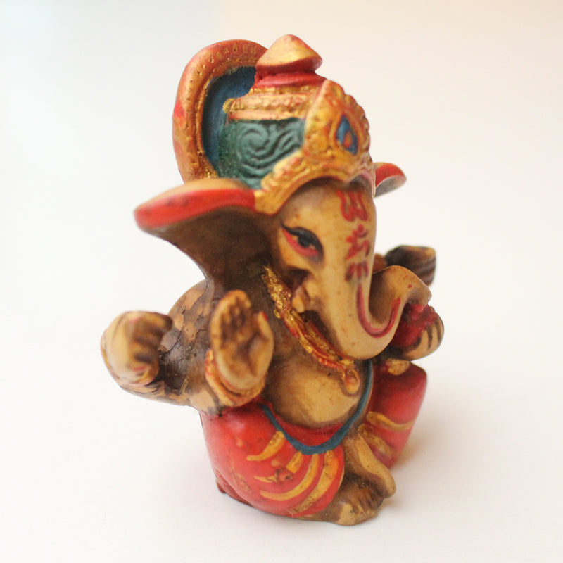 Handpainted Baby Ganesh Resin Statue 2.5" - nepacrafts