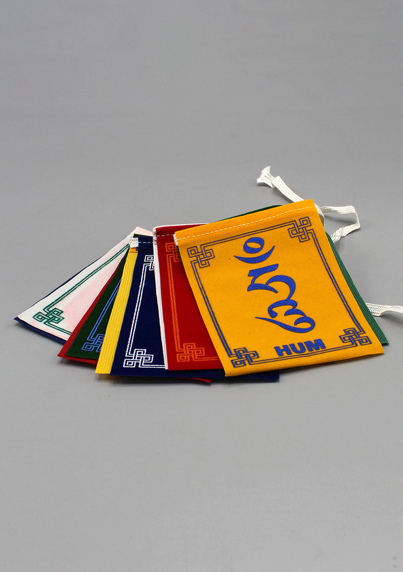 Om Mani Velvet Indoor Prayer Flags-Medium