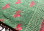 Flower Design Hand Loomed Green Yak Wool Shawl - nepacrafts