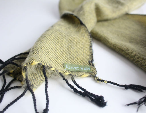 Three Ply Lime Yellow Woolen Muffler, Neck Scarf - nepacrafts