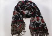 Himalayan Yak Wool Shawl in Black, Red and Green Check Pattern From Nepal - nepacrafts