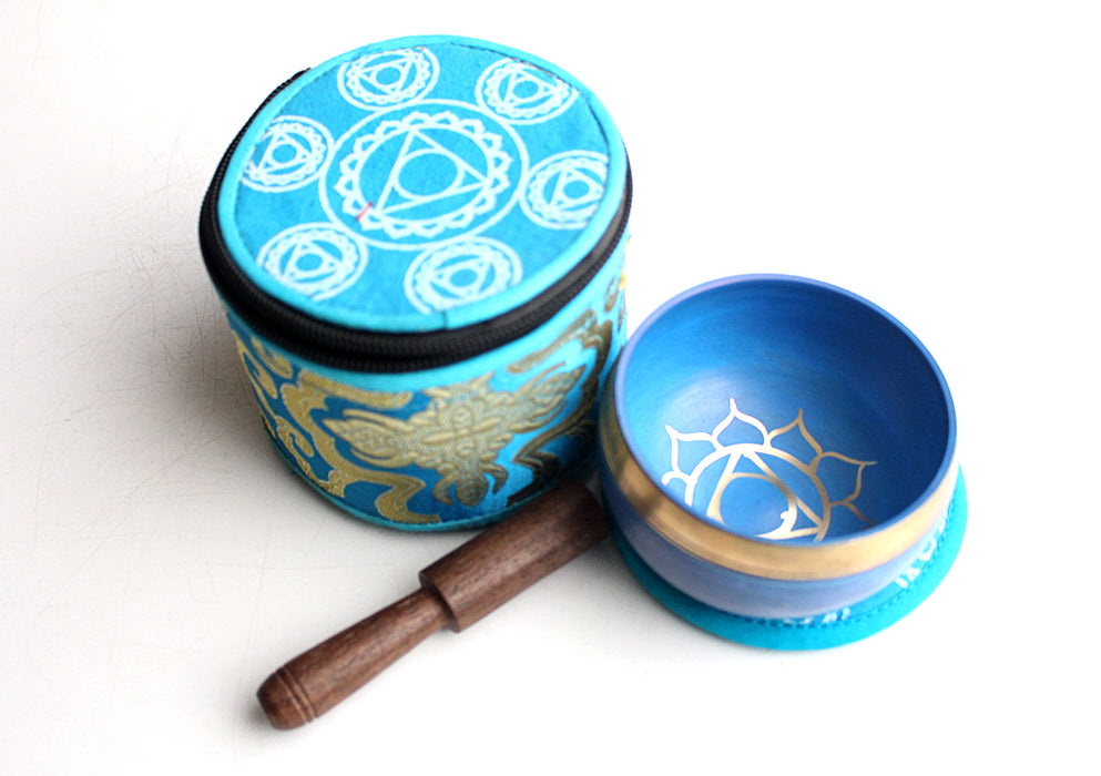 Kundalini Seven Chakra Singing Bowl Set with Silk Brocade Gift Box - nepacrafts