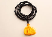 Black Rosewood 8mm Tibetan Prayer Mala Beads with Yellow Tassel - nepacrafts