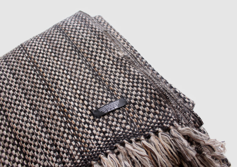 Luxurious Black and Grey Hand Knitted Cashmere Blanket - nepacrafts