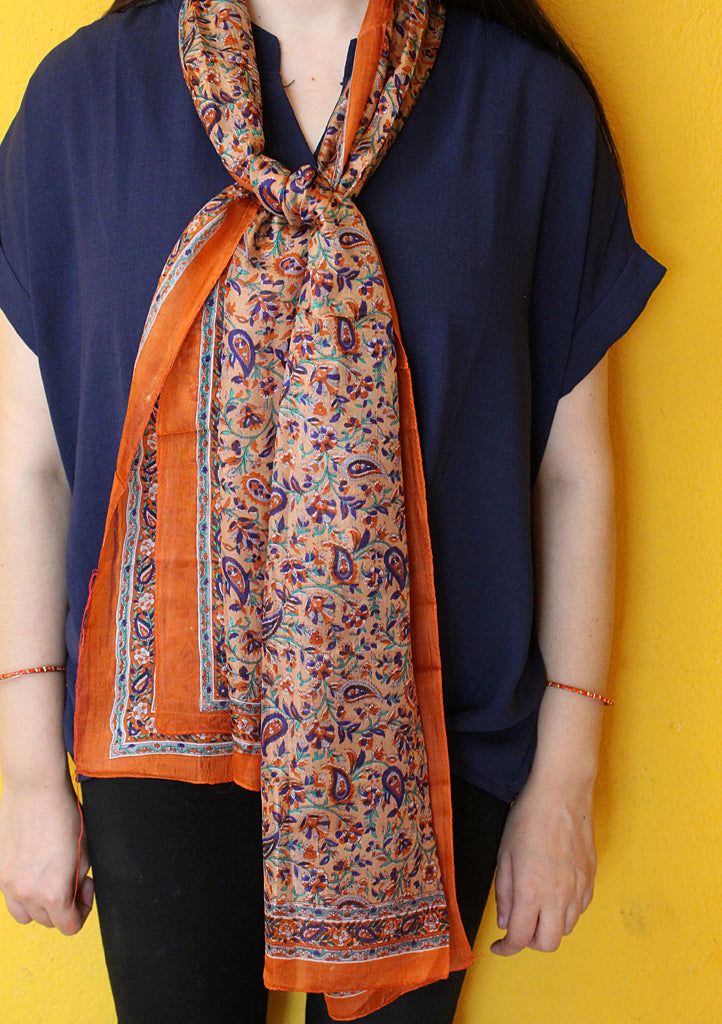 Elegant and Fashionable Flower Printed Silk Summer Scarves - nepacrafts