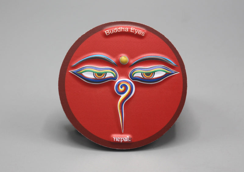 Buddha Eyes Nepal Round Embossed Fridge Magnet - nepacrafts