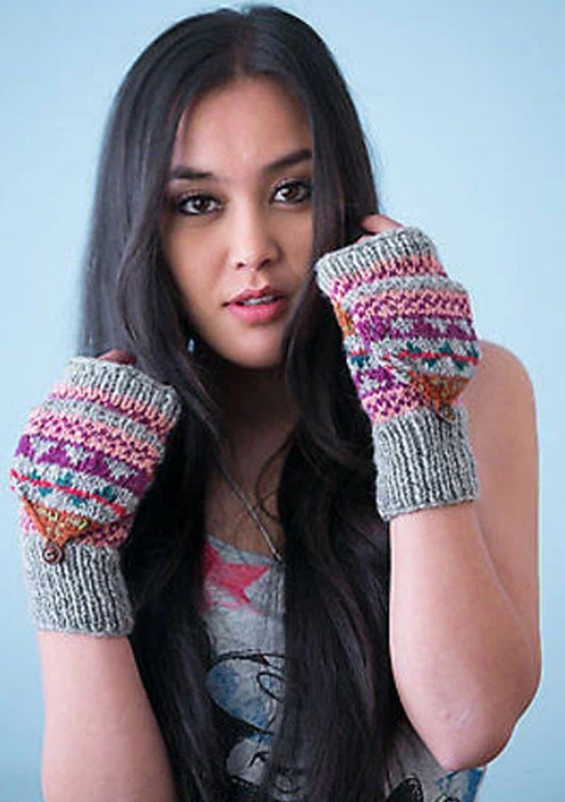 Grey Multicolor Woolen Convertible Mittens (Gray WO21G)