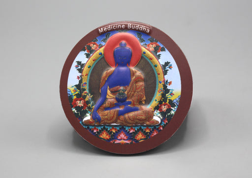 Medicine Buddha Round Embossed Fridge Magnet - nepacrafts