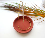 Ceramic Base Plate and Brass Stand Rope Incense Burner - nepacrafts