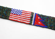 Assorted American & Nepalese Flag Friendship Glass Beads Bracelet, Unisex Bracelet - nepacrafts