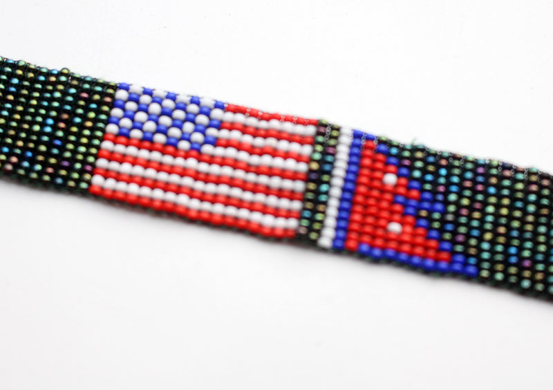 Assorted American & Nepalese Flag Friendship Glass Beads Bracelet, Unisex Bracelet - nepacrafts