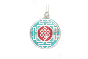 Inlaid White Metal Endless Knot Pendant - nepacrafts