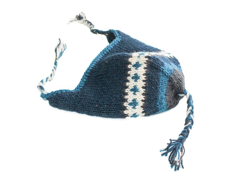 Blue and White Mix Woolen Sherpa Cap - nepacrafts
